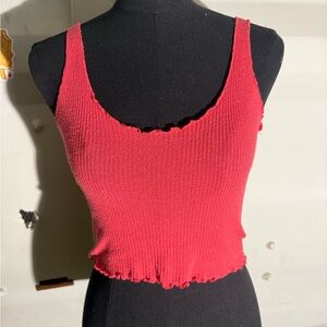 Full Tilt Red Ribbed Tank Top